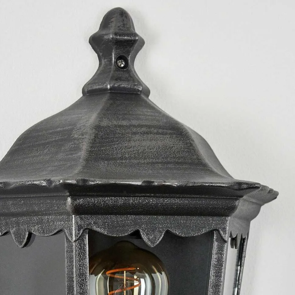 Applique Murale D'Exterieur Hongkong Noir, Argente, 1 Lumiere