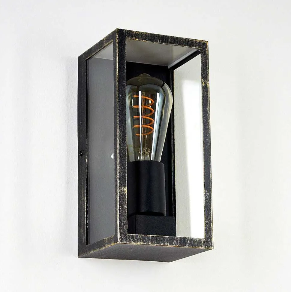 Applique Murale D'Exterieur Hakkas Noir Dore, 1 Lumiere