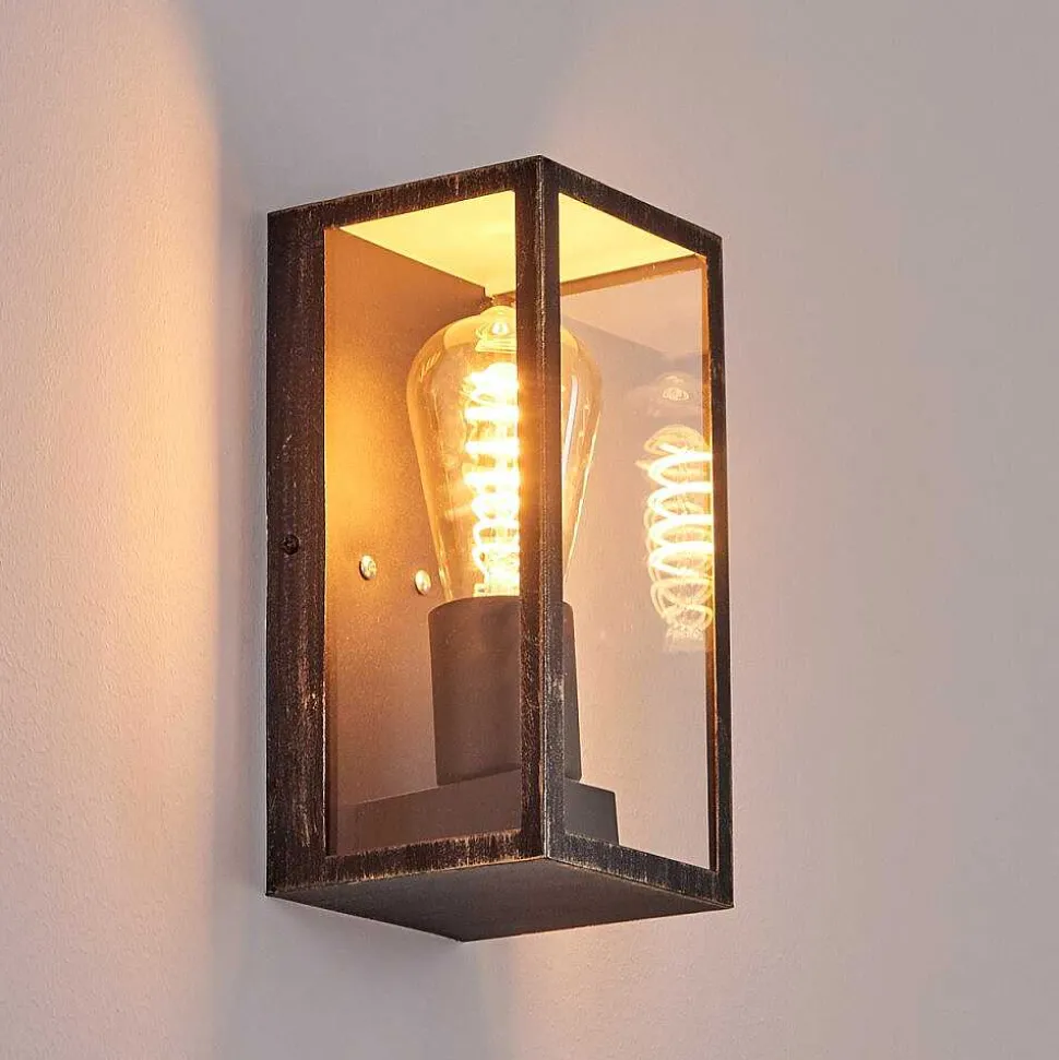 Applique Murale D'Exterieur Hakkas Noir Dore, 1 Lumiere