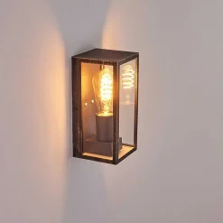 Applique Murale D'Exterieur Hakkas Noir Dore, 1 Lumiere