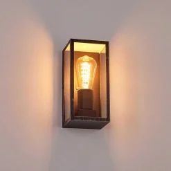 Applique Murale D'Exterieur Hakkas Noir Dore, 1 Lumiere