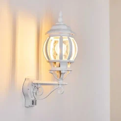 Applique Murale D'Exterieur Lentua Blanc, 1 Lumiere, Detecteur De Mouvement