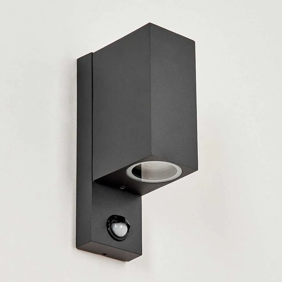 Applique Murale D'Exterieur Kingstown Anthracite, Transparent, 2 Lumieres, Detecteur De Mouvement