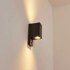 Applique Murale D'Exterieur Kingstown Anthracite, Transparent, 2 Lumieres, Detecteur De Mouvement