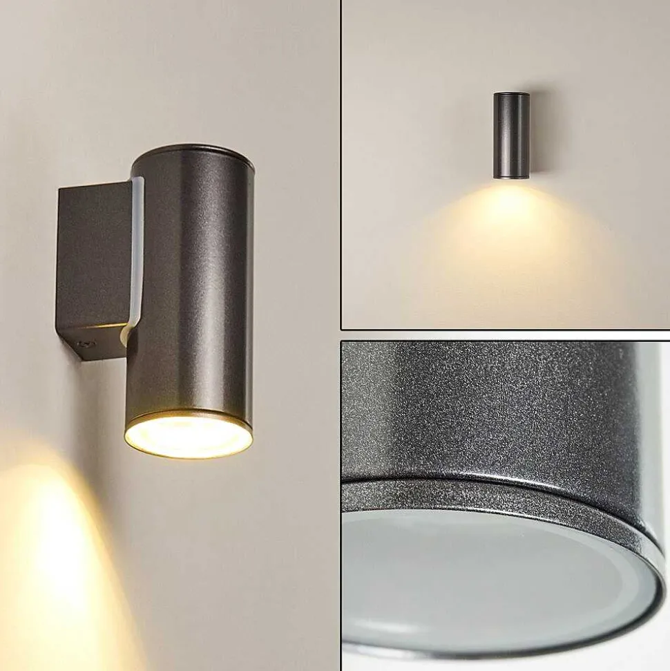 Applique Murale D'Exterieur Brachy Led Noir, 2 Lumieres