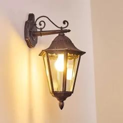 Applique Murale D'Exterieur Lignac Noir, Argente, 1 Lumiere