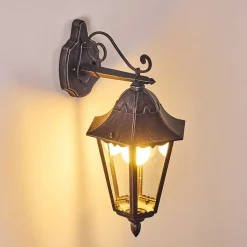 Applique Murale D'Exterieur Lignac Noir, Argente, 1 Lumiere