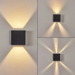 Applique Murale D'Exterieur Spidern Led Noir, 1 Lumiere