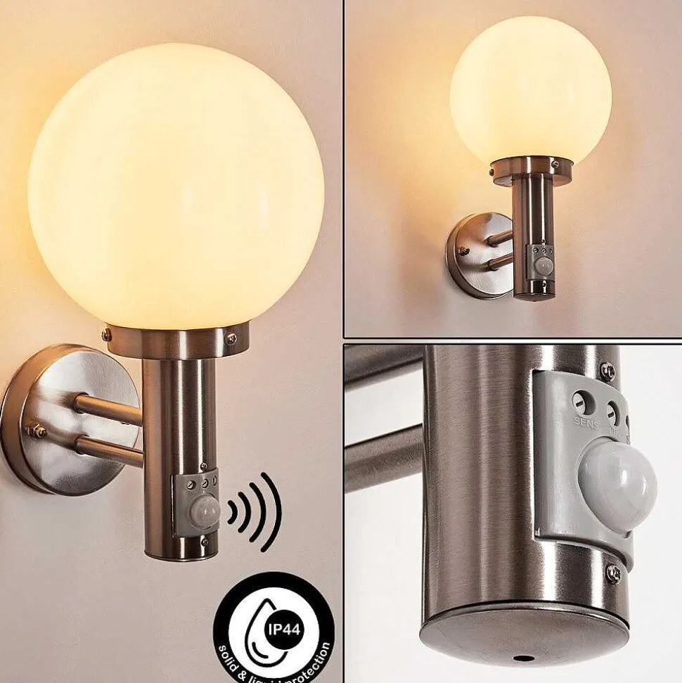 Applique Murale D'Exterieur Napaskiak Nickel Mat, 1 Lumiere, Detecteur De Mouvement