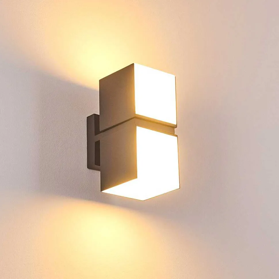 Applique Murale D'Exterieur Swanek Led Anthracite, 2 Lumieres