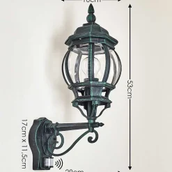Applique Murale D'Exterieur Lentua Vert, Noir, 1 Lumiere, Detecteur De Mouvement