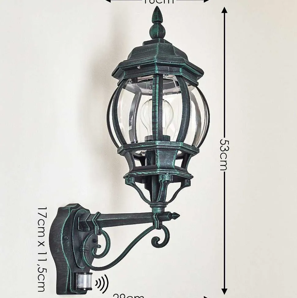 Applique Murale D'Exterieur Lentua Vert, Noir, 1 Lumiere, Detecteur De Mouvement