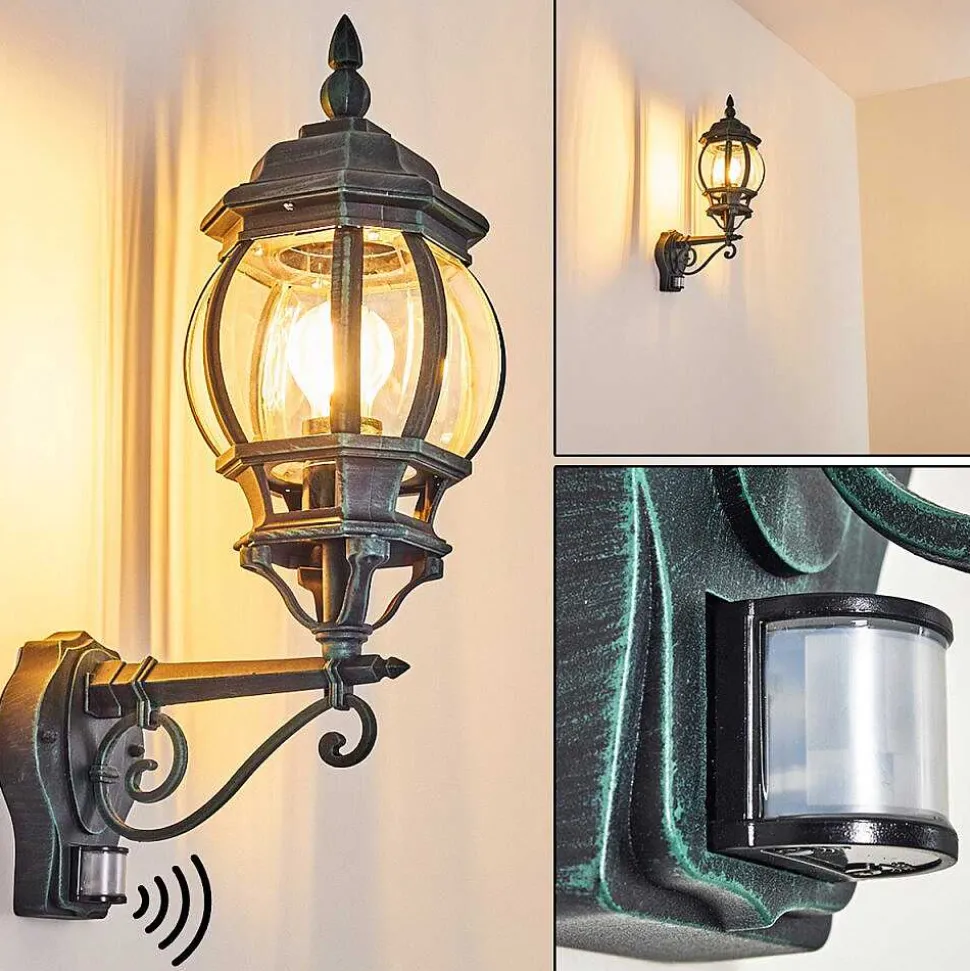 Applique Murale D'Exterieur Lentua Vert, Noir, 1 Lumiere, Detecteur De Mouvement