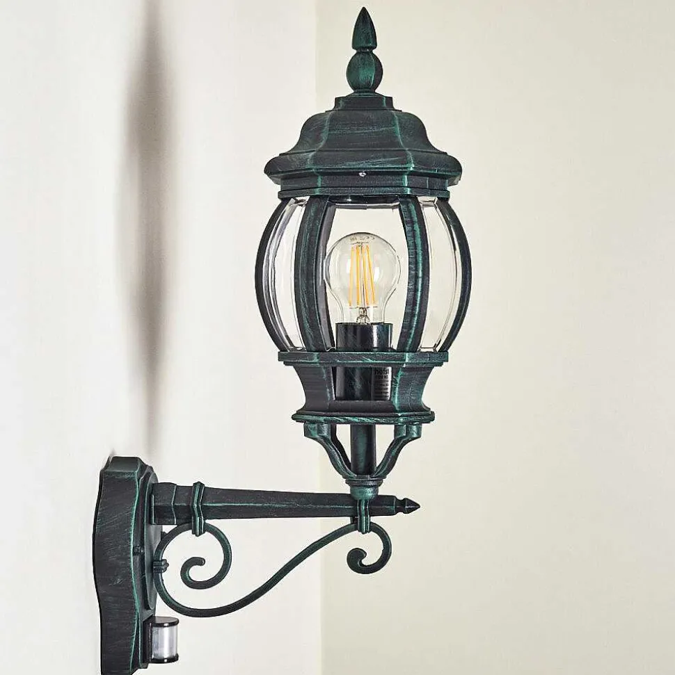 Applique Murale D'Exterieur Lentua Vert, Noir, 1 Lumiere, Detecteur De Mouvement