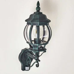 Applique Murale D'Exterieur Lentua Vert, Noir, 1 Lumiere, Detecteur De Mouvement