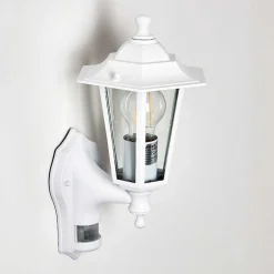 Applique Murale D'Exterieur Loria Blanc, 1 Lumiere, Detecteur De Mouvement