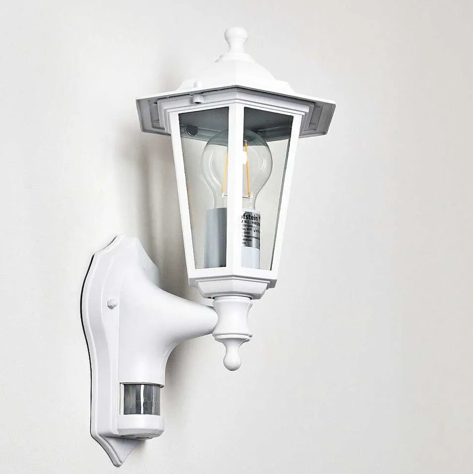Applique Murale D'Exterieur Loria Blanc, 1 Lumiere, Detecteur De Mouvement