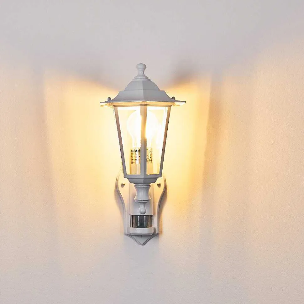 Applique Murale D'Exterieur Loria Blanc, 1 Lumiere, Detecteur De Mouvement