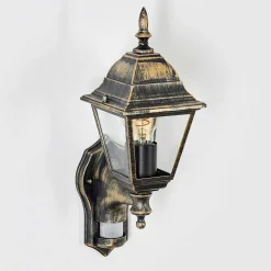 Applique Murale D'Exterieur Naofe Brun, Or, 1 Lumiere, Detecteur De Mouvement