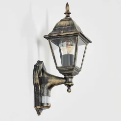 Applique Murale D'Exterieur Naofe Brun, Or, 1 Lumiere, Detecteur De Mouvement