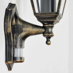 Applique Murale D'Exterieur Naofe Brun, Or, 1 Lumiere, Detecteur De Mouvement