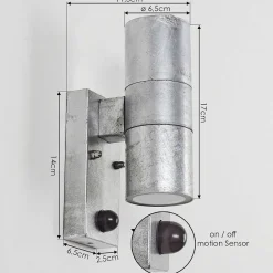Applique Murale D'Exterieur Bessiebelle Zingue, 2 Lumieres, Detecteur De Mouvement