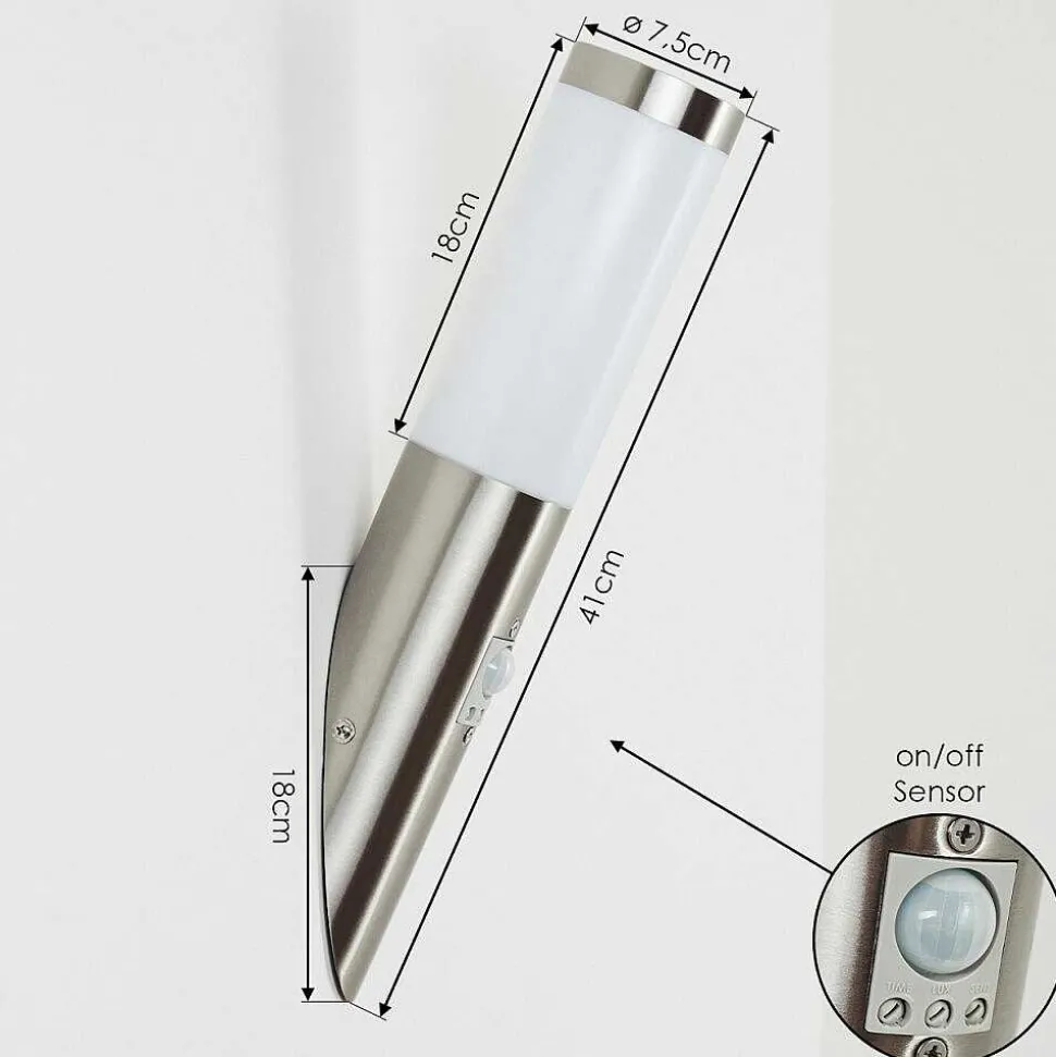 Applique Murale D'Exterieur Sessa Nickel Mat, 1 Lumiere, Detecteur De Mouvement