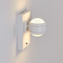 Applique Murale D'Exterieur Borlo Led Blanc, 2 Lumieres, Detecteur De Mouvement