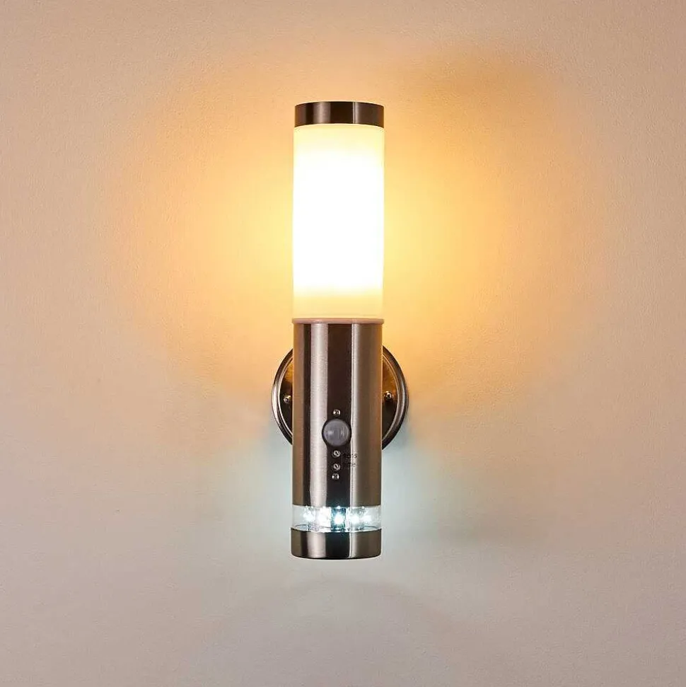 Applique Murale D'Exterieur Walise Acier Inoxydable, 1 Lumiere, Detecteur De Mouvement