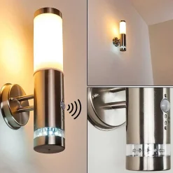 Applique Murale D'Exterieur Walise Acier Inoxydable, 1 Lumiere, Detecteur De Mouvement