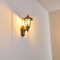 Applique Murale D'Exterieur Loria Brun Dore, 1 Lumiere