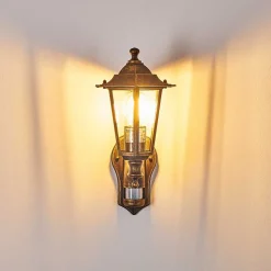 Applique Murale D'Exterieur Loria Brun Dore, 1 Lumiere