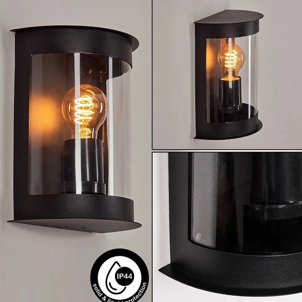 Applique Murale D'Exterieur Spitnes Noir, 1 Lumiere