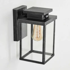 Applique Murale D'Exterieur Tieva Noir, Argente, 1 Lumiere, Detecteur De Mouvement