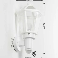Applique Murale D'Exterieur Catigny Blanc, 1 Lumiere, Detecteur De Mouvement