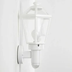 Applique Murale D'Exterieur Catigny Blanc, 1 Lumiere, Detecteur De Mouvement