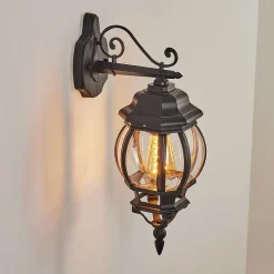 Applique Murale D'Exterieur Lentua Noir, 1 Lumiere