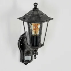 Applique Murale D'Exterieur Loria Gris, Noir, Argente, 1 Lumiere, Detecteur De Mouvement