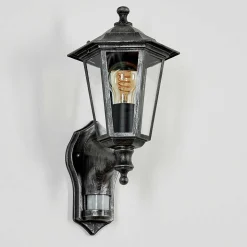 Applique Murale D'Exterieur Loria Gris, Noir, Argente, 1 Lumiere, Detecteur De Mouvement