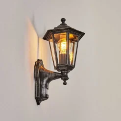 Applique Murale D'Exterieur Loria Gris, Noir, Argente, 1 Lumiere, Detecteur De Mouvement