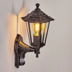 Applique Murale D'Exterieur Loria Gris, Noir, Argente, 1 Lumiere, Detecteur De Mouvement