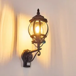 Applique Murale D'Exterieur Lentua Noir, 1 Lumiere, Detecteur De Mouvement