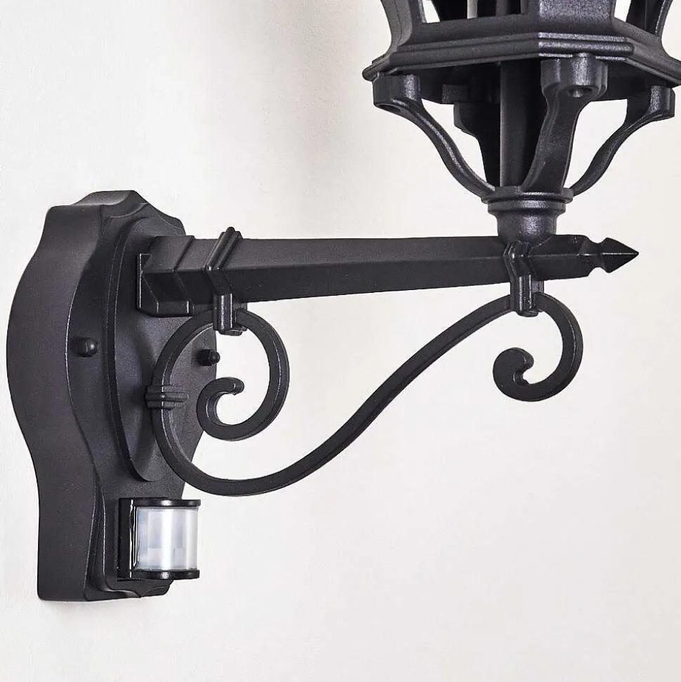 Applique Murale D'Exterieur Lentua Noir, 1 Lumiere, Detecteur De Mouvement