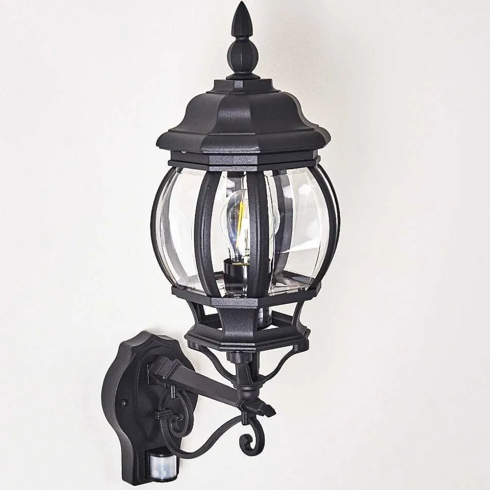 Applique Murale D'Exterieur Lentua Noir, 1 Lumiere, Detecteur De Mouvement