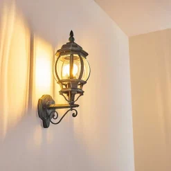 Applique Murale D'Exterieur Lentua Vert, Noir, 1 Lumiere