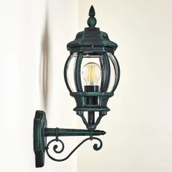 Applique Murale D'Exterieur Lentua Vert, Noir, 1 Lumiere