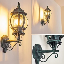 Applique Murale D'Exterieur Lentua Vert, Noir, 1 Lumiere