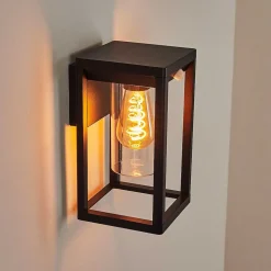 Applique Murale D'Exterieur Leset Noir, 1 Lumiere, Detecteur De Mouvement