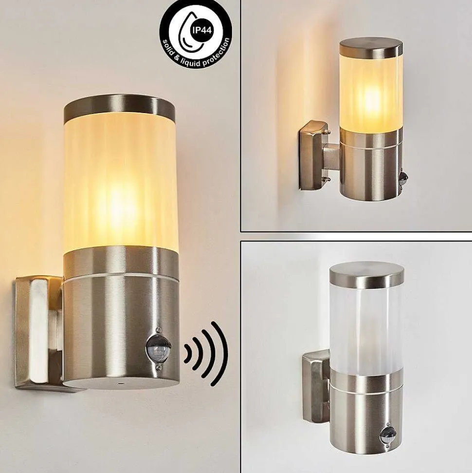 Applique Murale D'Exterieur Tolsona Nickel Mat, 1 Lumiere, Detecteur De Mouvement