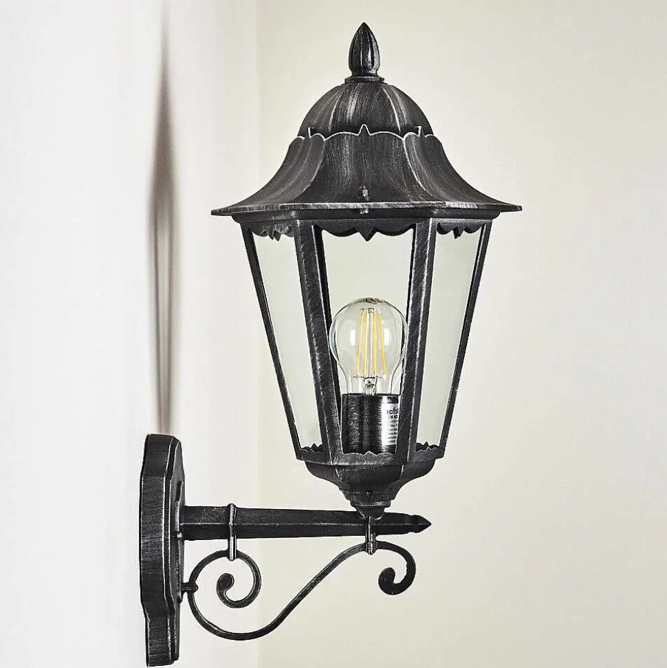 Applique Murale D'Exterieur Lignac Noir, Argente, 1 Lumiere